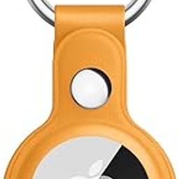 Tobfit AirTag Case for Apple AirTag (AirTag Not Included), AirTag Keychain with Key Ring, AirTags Holder, Leather Anti-Scratch Protective Cover for Apple AirTag Case (Yellow)-18