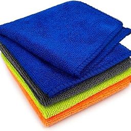 Tukzer Multi-Purpose Microfiber Cloths for Home Kitchen| Ultra-Soft Highly Absorbent Lint & Streak-Free Reusable Cleaning Wash Cloth for Glass, Dish, Steel, Window (Multi-Color | 4 Pcs 25 X 25 cms)-7