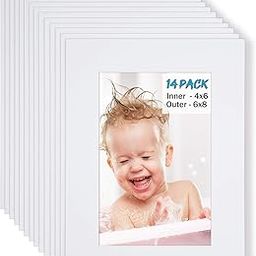 Egofine 6x8 White Picture Mats, Frame Mattes for 4x6 Pictures, Acid Free, 1.2mm Thickness, with Core Bevel Cut - Pack of 14-image-39