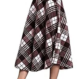 Regular Fit Cotton Midi Skirt | Checked Pattern in Black Maroon Blue | Indian Style-picture-21