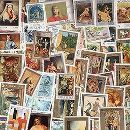 PHILAIMPEX Stamps Collection,Stamps Painting Theme 100 Different Large Size Stamps fine Used CTO-27