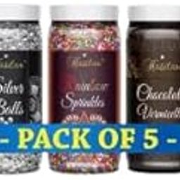 HASITAM 80 grams Each (Golden + Silver + Rainbow Vermicelli + Chocolate Vermicelli + Rainbow Sprinkles-image-20