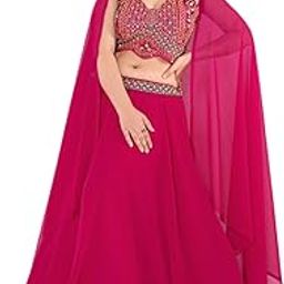Pink Color Beads Work Georgette Lehenga Choli With Dupatta For Womens-image-31
