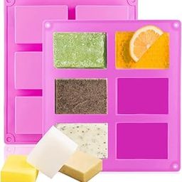 Husaini Mart 6 Cavity Cute Rectangle Shape Sharp Edges Soap Making Silicone Mould Chocolate Cake Candle Muffin Jelly Ice Cubes Moulding Clay(APX wt 65 GMS) Random Colour-4