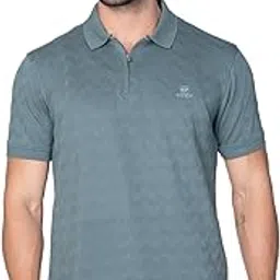 SPARKY Men's Regular Fit Cotton Polo Jacquard Green T-Shirt with Elegant Design | Stylish and Comfortable Tshirt | Ideal for Casual Outings, Parties (Green)-image-1
