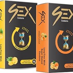 4EX 2 In 1 Flavor Condoms for Men (Pack of 2) | Orange & Pineapple Flavor | Long Time | Combo Pack | Super Dotted | Extra Lubricated | Electronically Tested | Disposable Pouches (10 Condoms Per Pack)-8