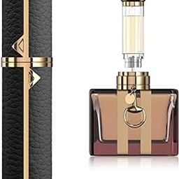 3zorqinron Portable Mini Refillable Atomizer, Cowhide Material, 5ml Travel Perfume Bottle Refillable-Your Travel and Business Necessities (Black)-image-9