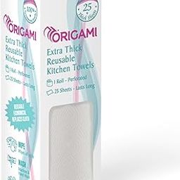 Origami Extra Thick Reusable & Washable Non-Woven Kitchen Towel | Lasts Up to 100 Uses | 25 Wipes Per Roll-image-84