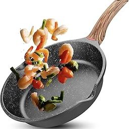 Niyam Nonstick Frying Pan Skillet, Granite Cooking Pan, Healthy and Non Toxic, Ergonomic Handles, Suitable for All Stove, PFOA Free (Black, 20)-image-56