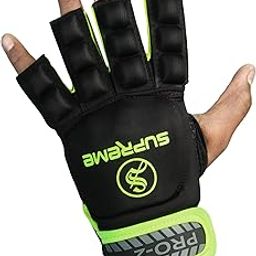 MEMBA Hockey Player Glove Pro Supreme Black/Green (Left) (Pack of 1) Hockey Glove (Black, Green) (L)-image-40