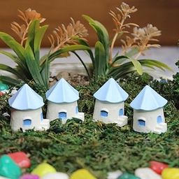 Wonderland Imported Miniatures (Pack of 4) Blue roof Houses | Shelf Décor | Miniature Figurine| Shelf Décor | Resin Home décor | Gift Items-image-95