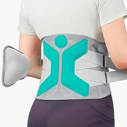 XPLOREZEN Back Brace for Lower Back Pain Relief, 4-in-1 Lumbar Support Belt for Men & Women, 3D Knit Breathable Design with Inflatable Back Pillow for Home, Office, Work and Workout (Grey, XXL)-image-25