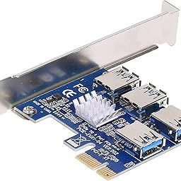PCIe 1 to 4 Pcie Riser Card, PCI-Express Splitter 16X Slot Risers Card 1X to External 4 Slots USB 3.0 Adapter Multiplier Expansion Card for Bitcoin Miner-13