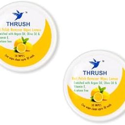 Thrush Nail Polish Remover Wipes - Lemon 30 wipes Pack of 2 (60 wipes) | Acetone free | Enriched with Argan Oil, Olive Oil & Vitamin E |-image-93