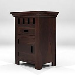 GF Furniture Solid Sheesham Wood Bedside Table with Drawer & Closed Cabinet | 60x45x30 cm | Traditional Design | Dark Rustic Finish-image-34