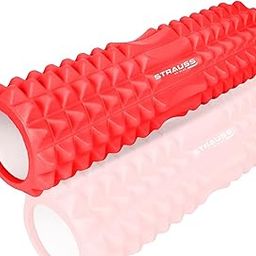 Strauss Grid Foam Roller | Eco-Friendly Spikes Foam Roller | Premium Eva Foam | Light Weight & Travel-Friendly Foam Roller for Relieve Muscle Tightness, Soreness & Inflammation,33 CM (Red)-6