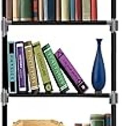 STRONGER STORE Multipurpose Book Shelf Alloy Steel Metal Storage Shelve for Books Storage Organizer| Children Book Rack Cabinet Shelves for Bedroom Office Living Room (BLACK-4) (BLACK)-picture-6