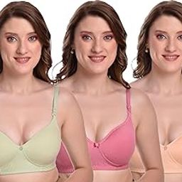 Seamless Molded Cup Padded Bra for Women's Combo (Multicolor, Pack of 3)-image-11