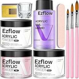 Acrylic Nail Kit for Beginners: Clear White Pink Acrylic Powder and Liquid Set Professional Nails Kit Acrylic Set with Acrylic Nail Brushes for Home DIY-21