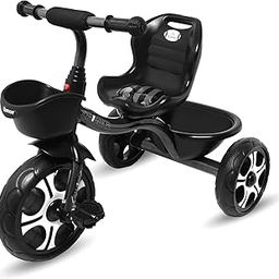 Qumon Drifter Premium Plug N Play Kids Tricycle for Toddlers Ages 1-5 Years with EVA Wheels, Adjustable Cushion Seat, 3 Point Safety Harness, Heavy Duty Frame (Capacity 30kg) (Black)-image-27