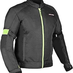 Allextreme TRIPPER Bike Rider Jacket Windproof Biker Mesh Fabric Biking Gear with Back Protection Armour for Men - (Neon Green & Black, XL)-image-66