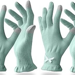 Evridwear Beauty Cotton Gloves with Touchscreen Fingers for SPA, Eczema, Dry Hands, Hand Care, Day and Night Moisturizing, (2 Pair L/XL, Feather Weight Mint Green Color)-image-14