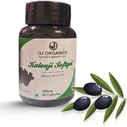Oj Organics Kalonji Oil Capsules (Black Seed Oil) | 500mg | Extra Cold Pressed | 100% Natural | Nigella Sativa | 60 Softgels | Immunity Booster | Joint Support | Ayurvedic Supplement-image-67