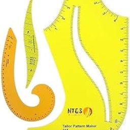 NTGS Pattern Making Ruler Set, 3 Piece Professional French Curve and Armhole Template, Yellow Plastic Measuring Tools for Tailoring and Dressmaking-image-96