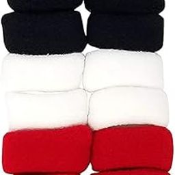 Hair Rubberbands Hair Accessories Cottonwool Large Thick Extra Soft Bun Ponytail Holders, Black, Red, White Color Rubber Band for Women & Girls (Pack of 12)-image-46