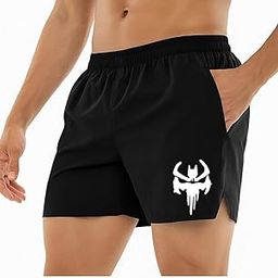 Men's Athletic Quick-Dry Training Shorts, Black, Elastic Waistband with Pockect Lightweight Shorts with Side Zipper Pockets-PO1-image-85