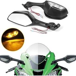 Vagary Rear View Side Mirror With Turn Signal Led Indicators Motorcycle Side Rearview Mirrors Adjustable Compatible With R15-V3, V4 Kawasaki Ninja, Zx-10R Bikes, Pack Of 1-20