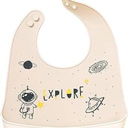 GUCHIGU Waterproof Silicone Baby Bib for Feeding Babies and Toddlers, Unisex Silicon Baby Feeding Bibs for Infants and Toddlers 4M to 4Yr Cute Printing with Rice Pocket (BB2027, 1Pc)-26