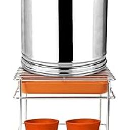 Namani Matka Stand Stainless Steel Countertop Pot Water Stand with free Tray Plant & Glass Holder MultiPurpose Racks Water Dispenser Stand for Kitchen/Bathroom Pot Racks. (Holder and Tray only)-image-3