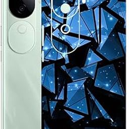 AtOdds Mobile Skin Sticker Wrap | Compatible for VIVO IQOO Z9S (5G) | Scratchproof Matte Finish | Full Coverage for All Sides & Camera Protection (Blue Crystals)-image-72