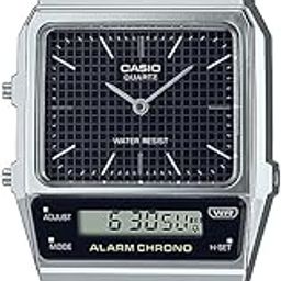 Vintage AQ-800E-1ADF Black Analog-Digital Dial Silver Stainless Steel Band D280-0