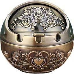 Earwig Antique brass ashtray, vintage relief design desktop decoration, heavy metal ashtray for men, practical ornaments for living room and dining room,gift.-image-14