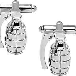 Shining Jewel Elegant Fancy and Designer Silver Plated Hand Grenade Design Cufflinks For Men (SJ_7167)-image-52
