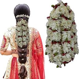 (4pcs) Gajra for Hair Bun - Jasmine Flower for Hair - Juda Hair Accessories for Women - Artificial Scented Fake Mogra Band - Premium & Voluminous (DN02)-image-98
