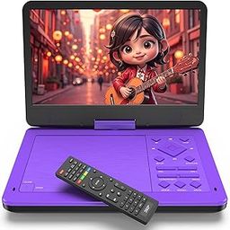 MAGOFLY 12.5" Portable DVD Player with 10.1" IPS Screen for Kids - Car DVD Player with Headrest Mount Bag, 360° Easy Remote, Dual Earphone Jacks, CD/DVD/SD Card/USB Supported, Region Free [Purple]-6