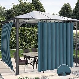 OutdoorLines Waterproof Outdoor Curtains for Patio - Windproof Tab Top Gazebo Curtain Panels - Privacy Sun Blocking Outside Curtain Set for Porch, Pergola and Cabana 110 x 84 inch, Teal, 2 Panels-image-52