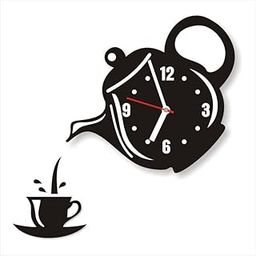 INLERA Cup Kettle Design Wooden Wall Clock & 3D Tea Pot for Home and Office | Wooden Kettle Shape Clock for Living Room-image-58