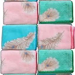 Microfiber Face Towel Handkerchief Rumal 350GSM Extra Soft and Super Absorbent mor pank Printed Face Towels for girls Women's, Kids and Newborn Babies Set of 10 Multicolor-image-18