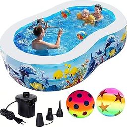 RAXOR Inflatable Swimming Pools for Family, Kids and Adults Outdoor Backyard Garden-Easy Set Spa Swimming Bath Tub (Printed 8 ft Tub)-19