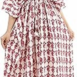 ShrI Ganesh Impex Maxi Kaftan for Women, Pure Cotton Nighty, Loungewear Kaftan | Hand Block Printed Women Nighty | Free Size Maroon BUTI-image-78