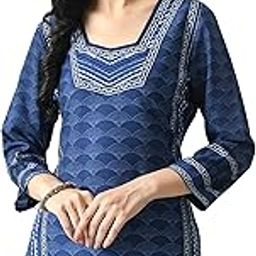 Women's Round Neck Printed 3/4th Sleeves Casual Tunic-image-40