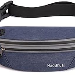 Venzina® Waist Bag for Men Women Sweatproof Side Bag with Adjustable Belt, Earphone Cable Hole Design for Outdoor Hiking, Blue-picture-0