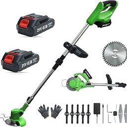 LOFINKU Cordless Weed Wacker, 2 Batteries, Electric Weed Eater, Grass Trimmer Cordless, Weed Erimmer Green-image-41