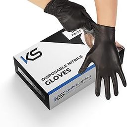 Kashi Surgicals Powder Free Nitrile Gloves, Food Grade, Made In Malaysia (Large, Black, Box Of 80) (Large), Pack of 1-19