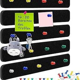 OFIFO® 5 Pack Felt Bulletin Board, Vision Board Felt Message Board with 35pcs Drawing Pins, Self-Adhesive Lightweight Bulletin Board Strips for Paste Notes, Photos, Schedules (Black)-22