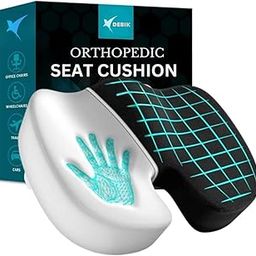 DEBIK | Orthopedic Coccyx Seat Cushion for Tailbone, Sciatica, Lower Back Pain Relief Contoured Cushion for Office,Home,Chair, Wheelchair - Weight Upto 100 kg (Black, Memory Foam)-5